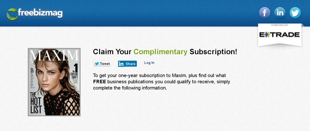 Complimentary Subscription of Maxim at Freebizmag1