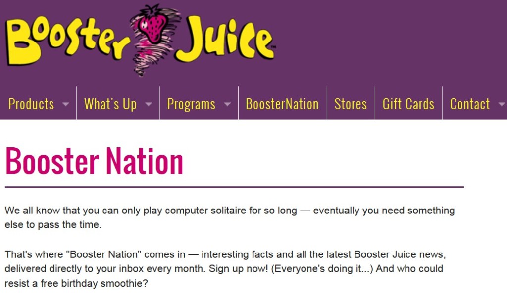 Free Birthday Smoothie at Booster Juice USA