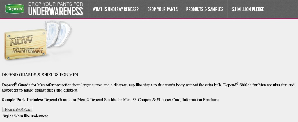 Free DEPEND GUARDS & SHIELDS FOR MEN Sample1