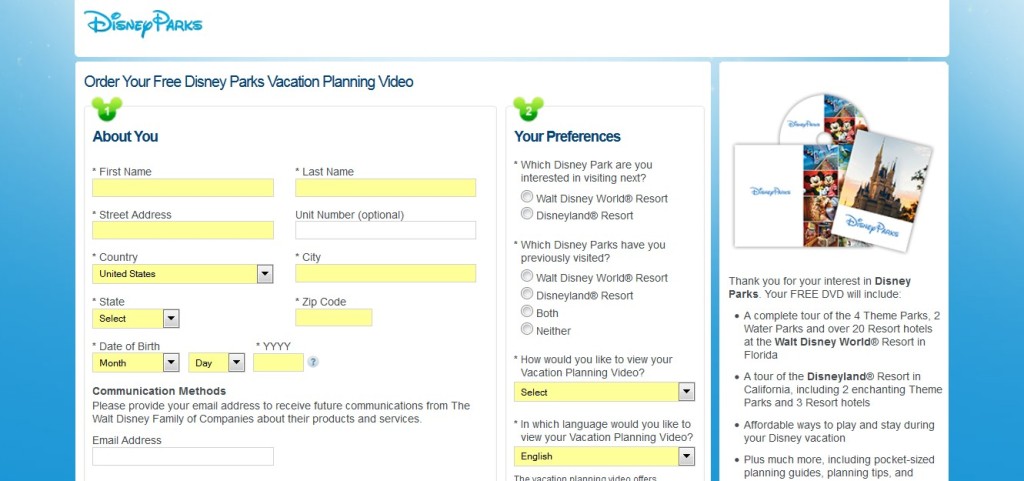 Free Disney Parks Vacation Planning Video DVD1