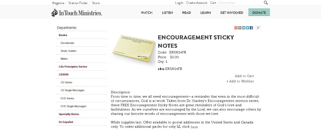 Free Encouragement Sticky Notes at Intouch USA1