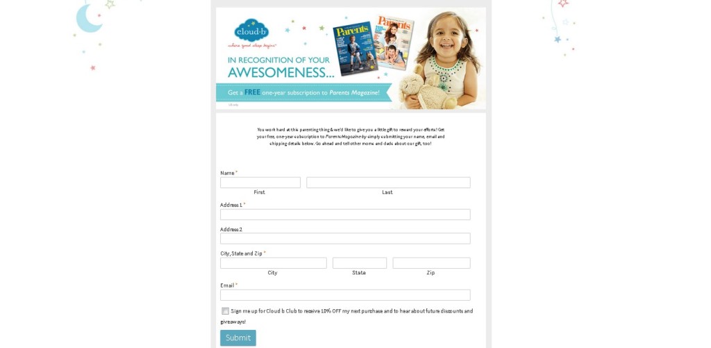 Free One Year Subscription to Parents Magazine at Cloudb USA1