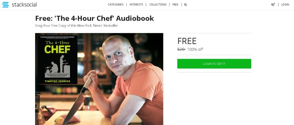 Free 'The 4-Hour Chef' Audiobook at Stacksocial1