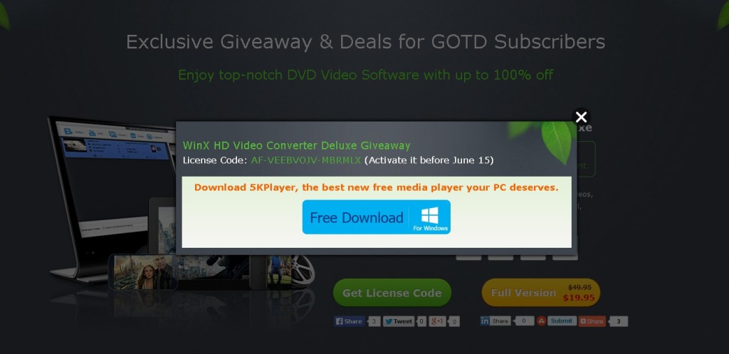 Free WinX HD video Converter Deluxe Code