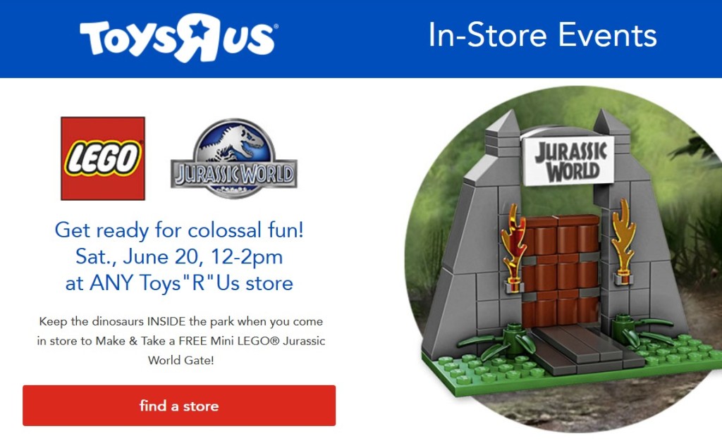 Take a FREE Mini LEGO® Jurassic World Gate 1