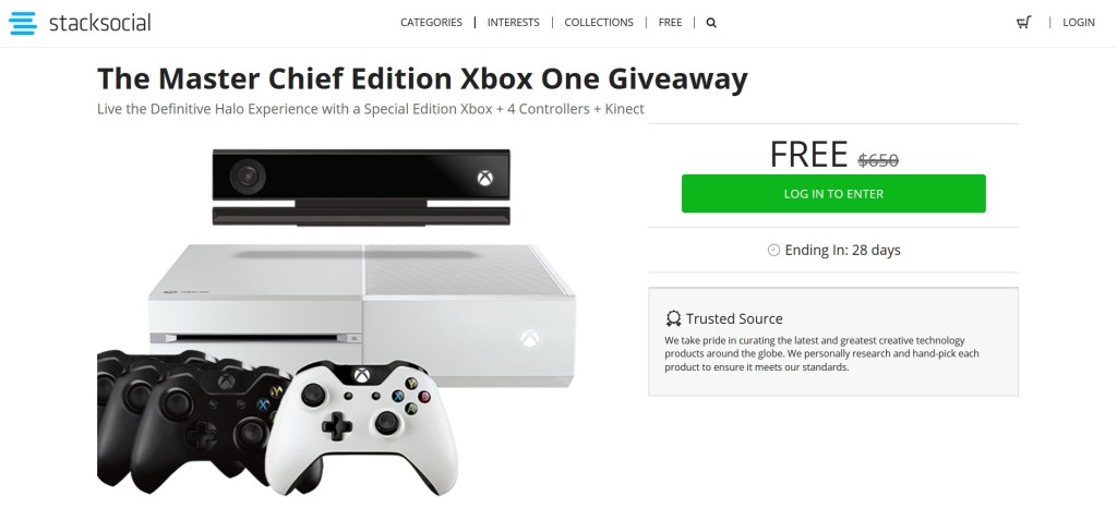 The Master Chief Edition Xbox One Giveaway at Stacksocial Form