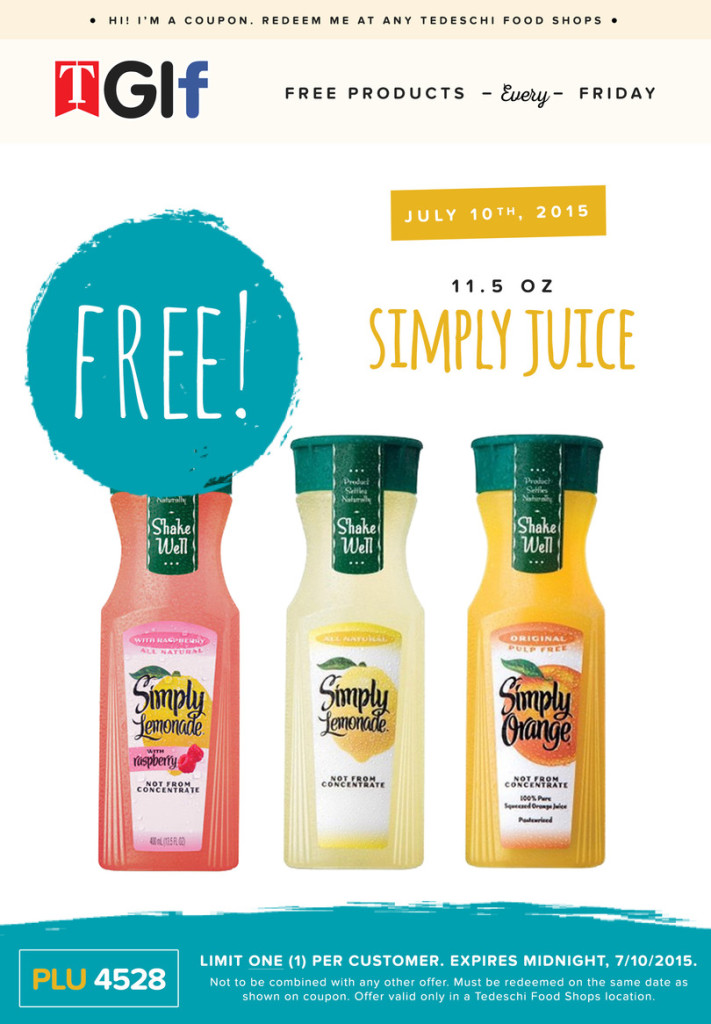 Free Simply Juice at Tedeschi Food Shops