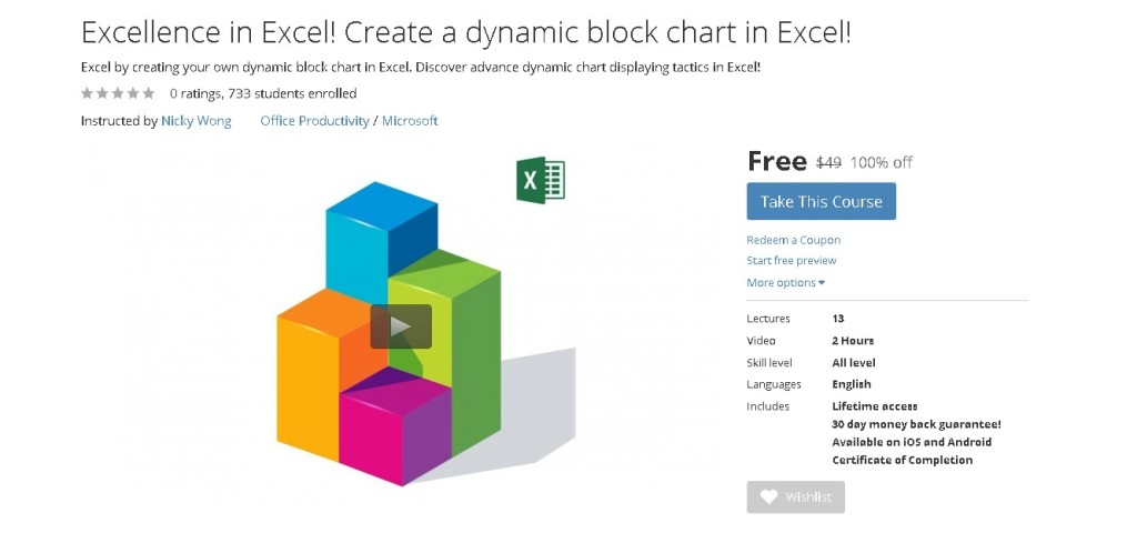 Free Udemy Course Excellence in Excel! Create a dynamic block chart in Excel!  1