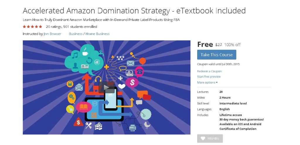 Free Udemy Course on Accelerated Amazon Domination Strategy - eTextbook Included