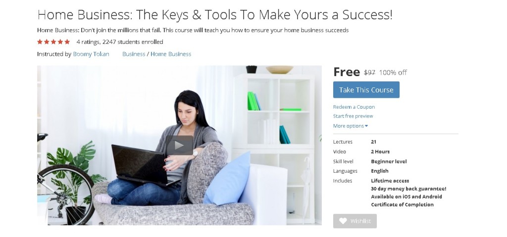 Free Udemy Course on Home Business The Keys & Tools To Make Yours a Success!