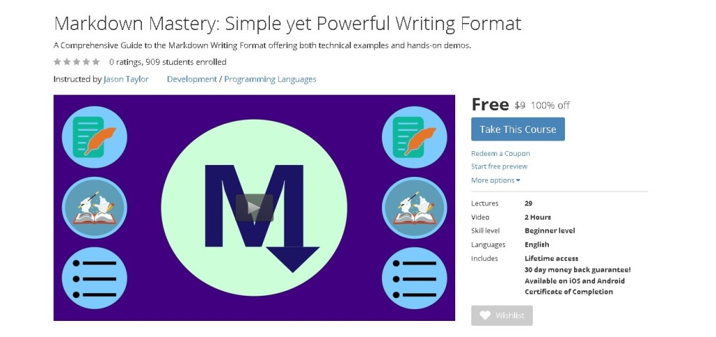 Free Udemy Course on Markdown Mastery Simple yet Powerful Writing Format