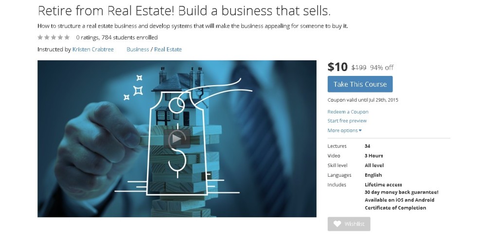 Free Udemy Course on Retire from Real Estate! Build a business that sells