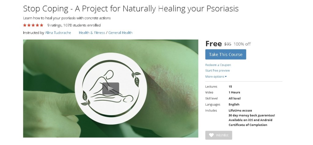 Free Udemy Course on Stop Coping - A Project for Naturally Healing your Psoriasis
