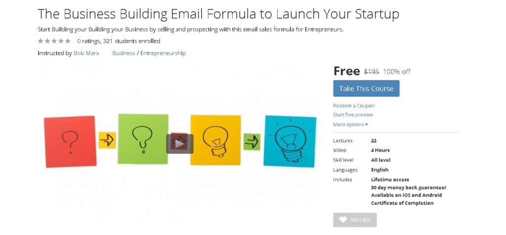 Free Udemy Course on The Business Building Email Formula to Launch Your Startup