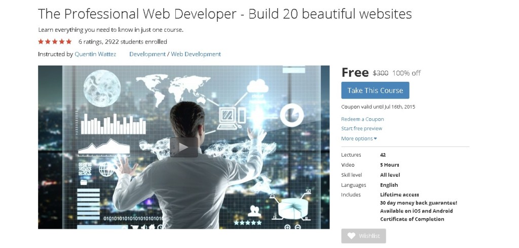 Free Udemy Course on The Professional Web Developer - Build 20 beautiful websites  (3)