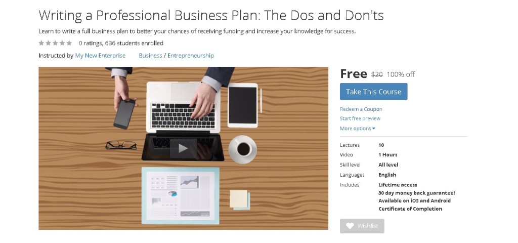 Free Udemy Course on Writing a Professional Business Plan The Dos and Don'ts