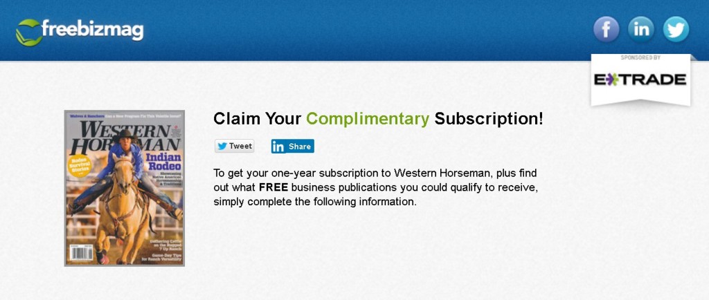 Free one-year subscription to Western Horseman Magazine