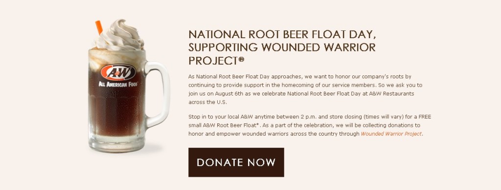 National Root Beer Flost Day at A&W- FREE small A&W Root Beer Float