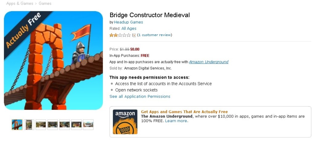 FREE Bridge Constructor Medieval at Amazon 1