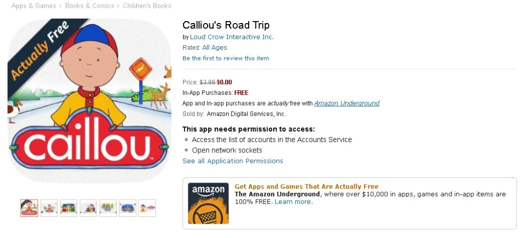 FREE Calliou's Road Trip at Amazon