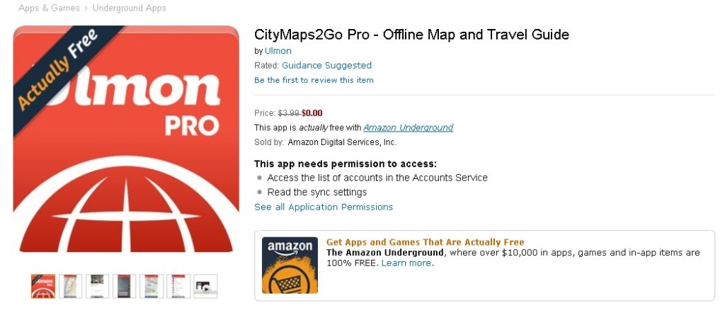 FREE CityMaps2Go Pro - Offline Map and Travel Guide at Amazon