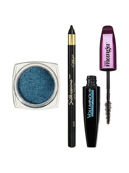 FREE L'Oréal Paris Infallible Eye Shadow in Timeless Blue Spark, Silkissime Eyeliner in Black, and Voluminous Miss Manga Waterproof Mascara at Allure USA