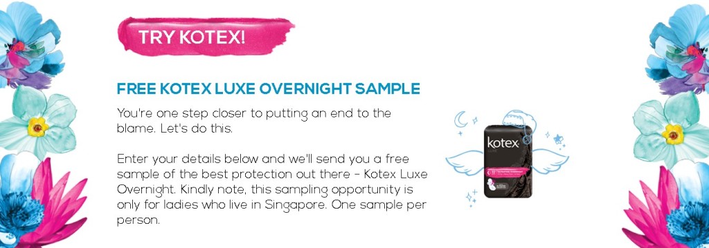 FREE LUXE Overnight Sample at KOTEX Singapore