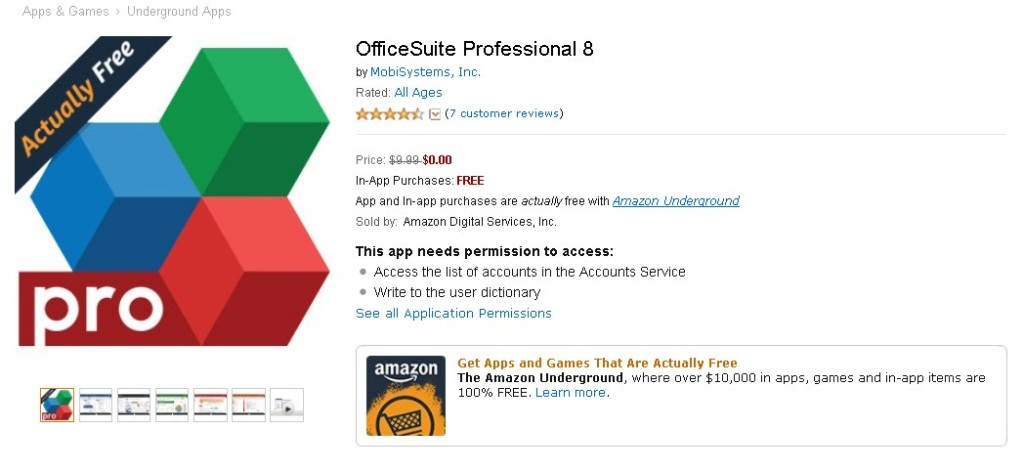 FREE OfficeSuite Professional 8 at Amazon 1