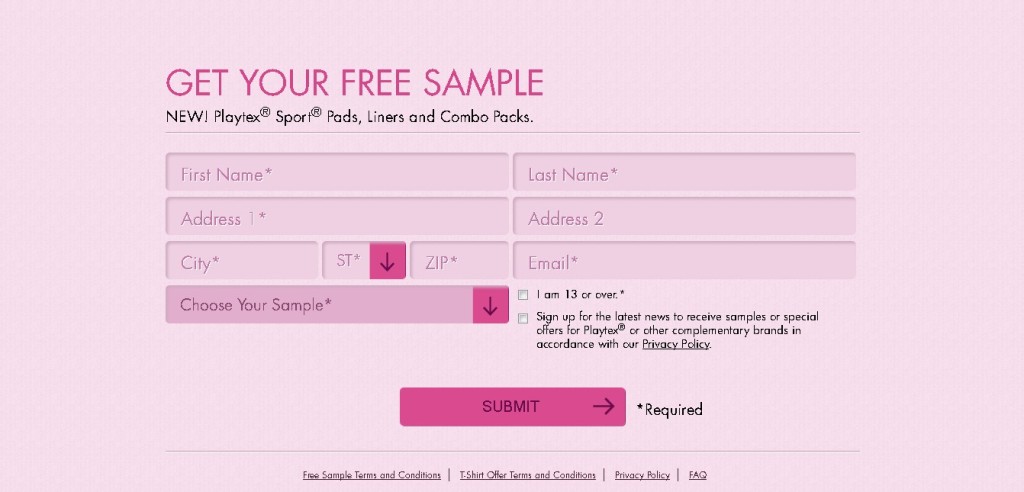 FREE SAMPLE Playtex® Sport® Pads, Liners and Combo Packs