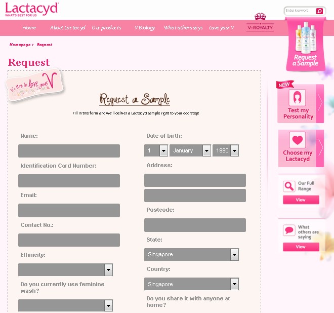FREE Sample at Lactacyd Singapore FORM