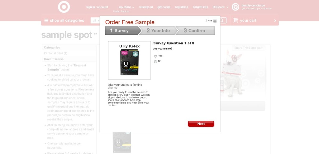 FREE U by Kotex at Target USA (2)