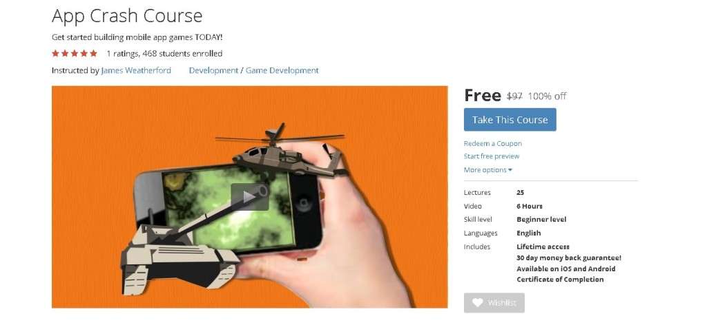 FREE Udemy Course on App Crash Course 1