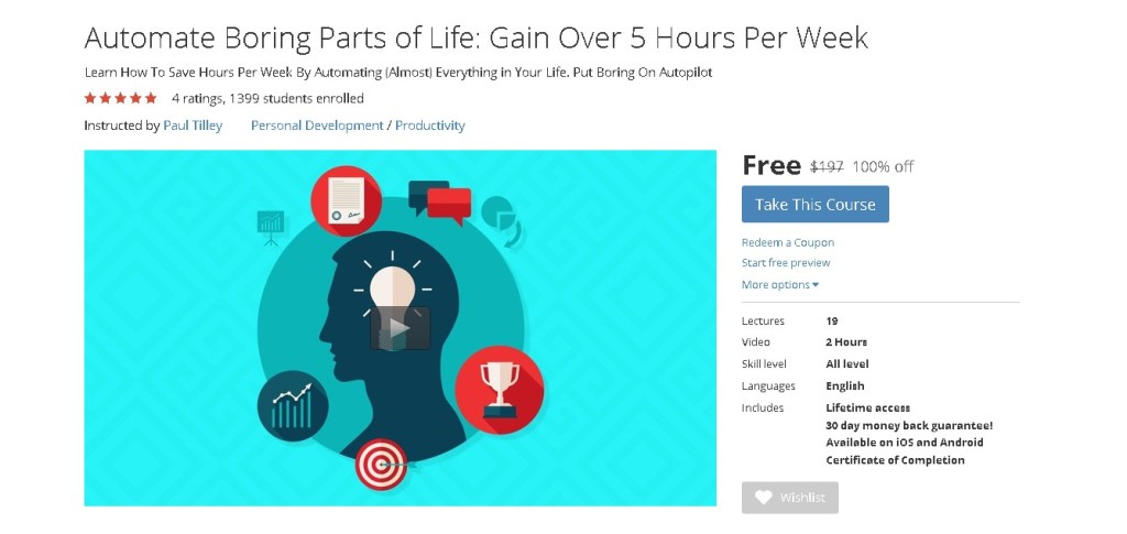 FREE Udemy Course on Automate Boring Parts of Life Gain Over 5 Hours Per Week