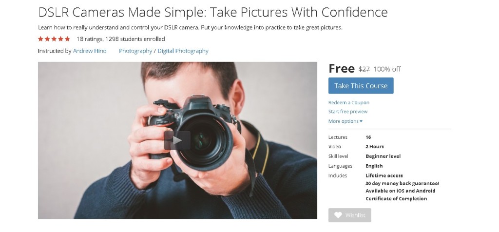 FREE Udemy Course on DSLR Cameras Made Simple Take Pictures With Confidence