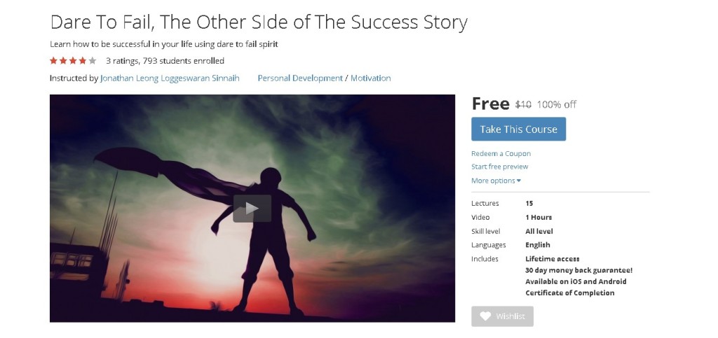 FREE Udemy Course on Dare To Fail, The Other SIde of The Success Story  1