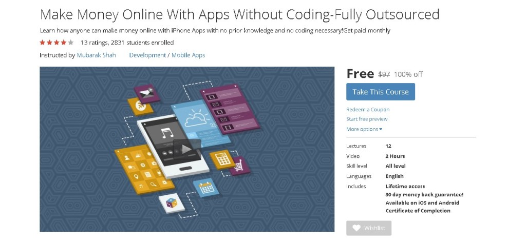 FREE Udemy Course on Make Money Online With Apps Without Coding-Fully Outsourced