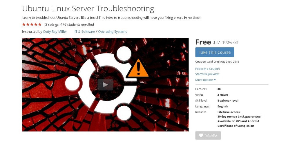 FREE Udemy Course on Ubuntu Linux Server Troubleshooting