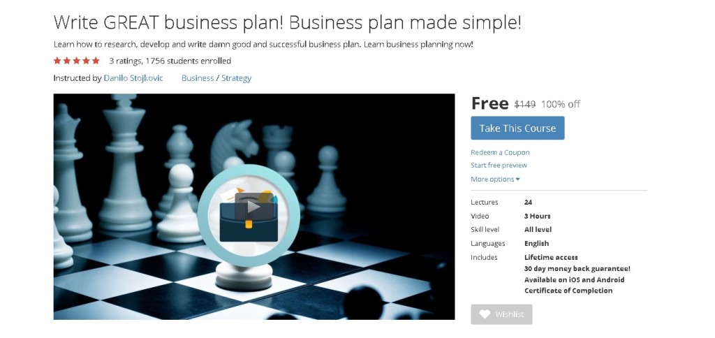 FREE Udemy Course on Write GREAT business plan! Business plan made simple!  (2)