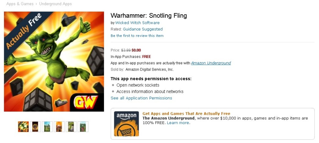 FREE Warhammer Snotling Fling Game at Amazon 1