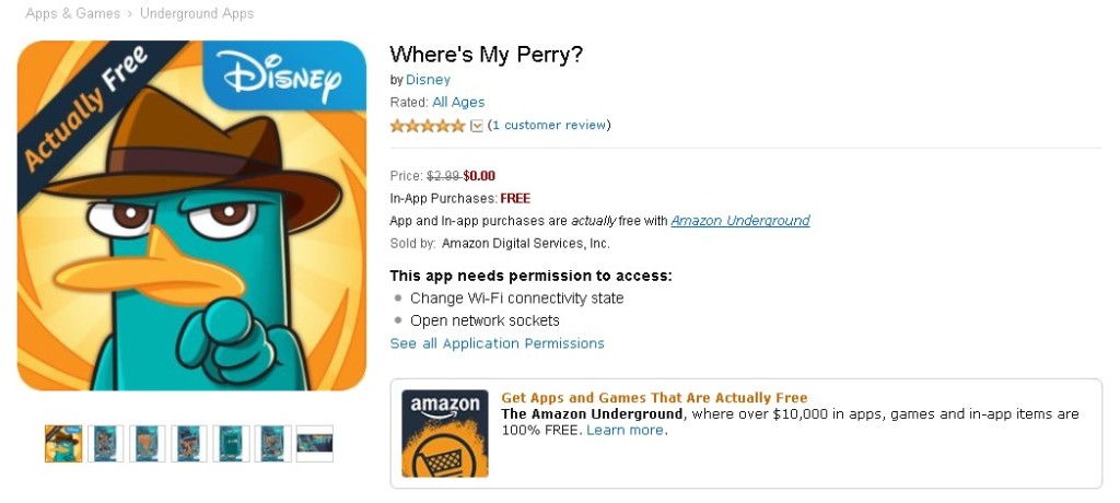 FREE Where's My Perry Game at Amazon 1