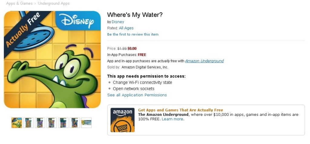 FREE Where's My Water Game at Amazon 1