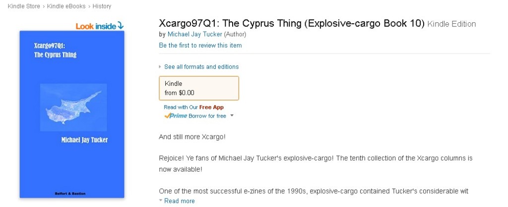 FREE ebook at Amazon Xcargo97Q1 The Cyprus Thing (Explosive-cargo Book 10) 1