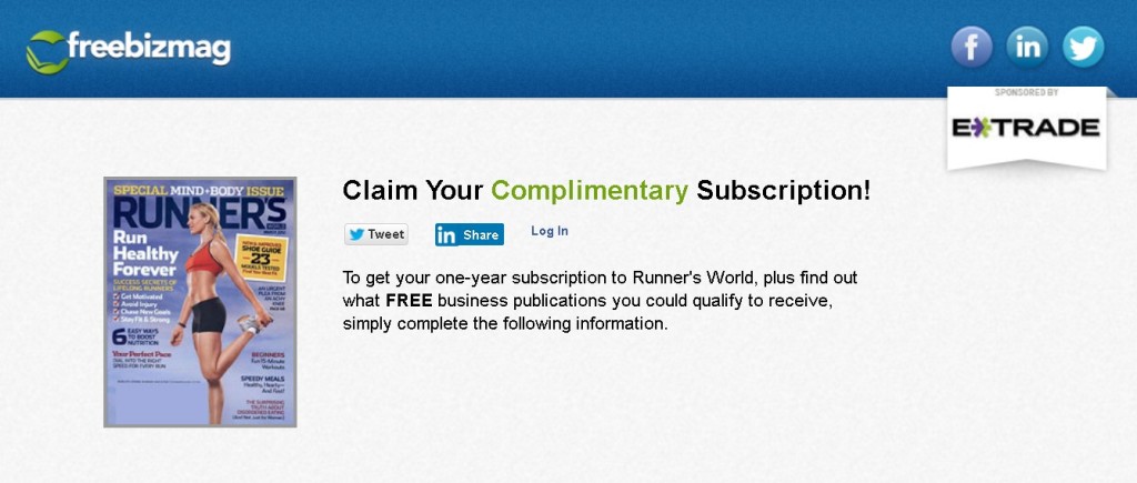 FREE one-year subscription to Runner's World Magazine 1