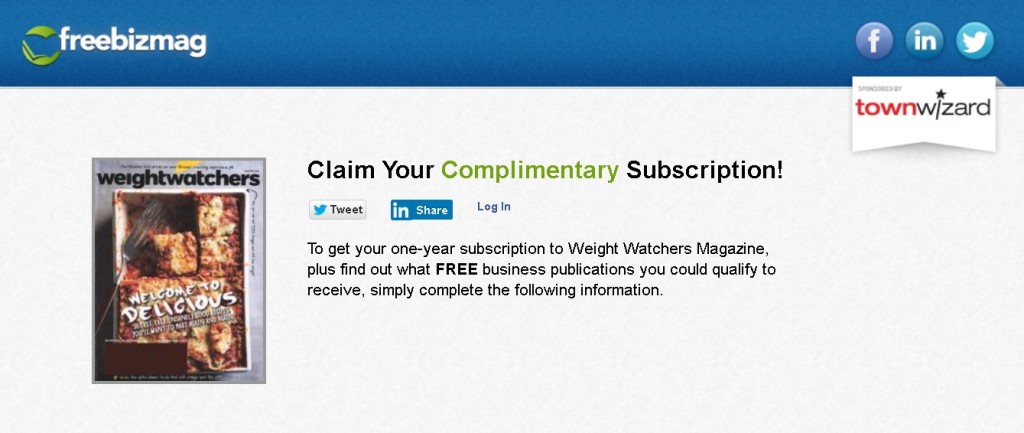 FREE one-year subscription to Weight Watchers Magazine 1