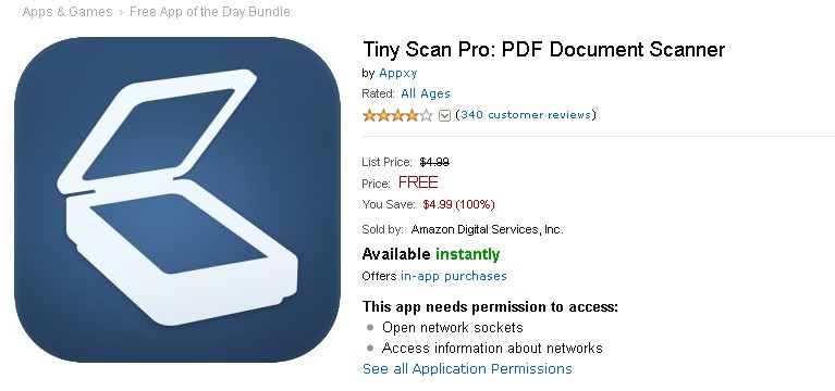 Free Amazon APP- Tiny Scan Pro PDF Document Scanner 1