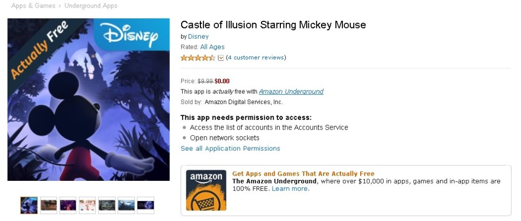 Free Android App at Amazon Castle of Illusion Starring Mickey Mouse 1