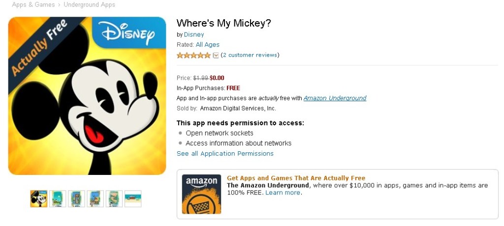 Free Game at Amazon Where's My Mickey