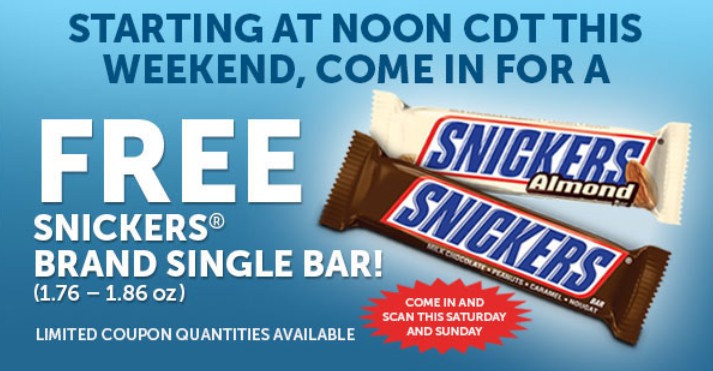 Free Snickers Bar at 7-Eleven this weekend