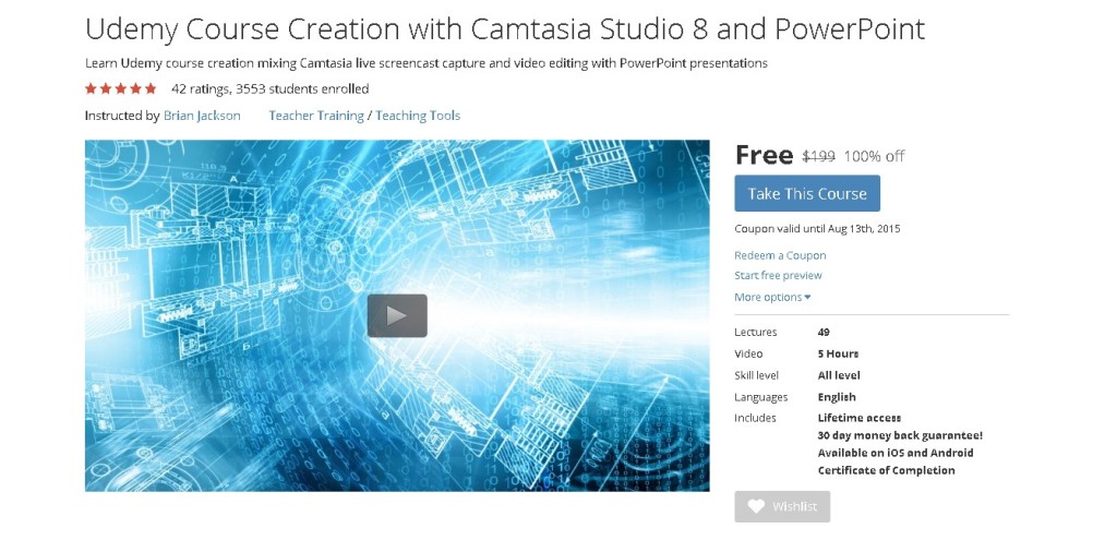 Free Udemy Course Udemy Course Creation with Camtasia Studio 8 and PowerPoint