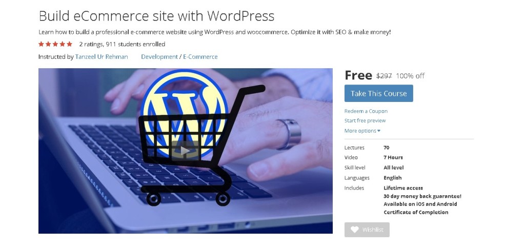 Free Udemy Course on Build eCommerce site with WordPress 1